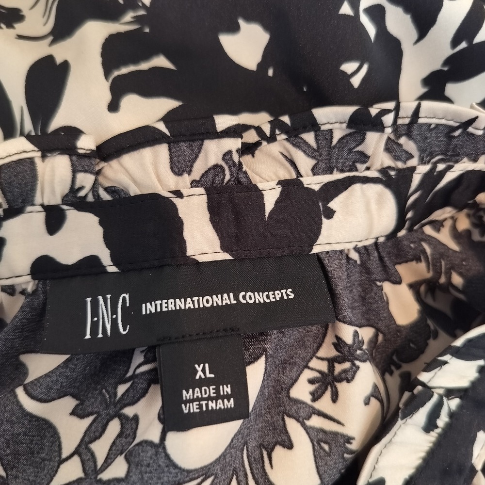 INC International Concepts Floral Satin Top Wrap Front Tasseled - Picture 9 of 10